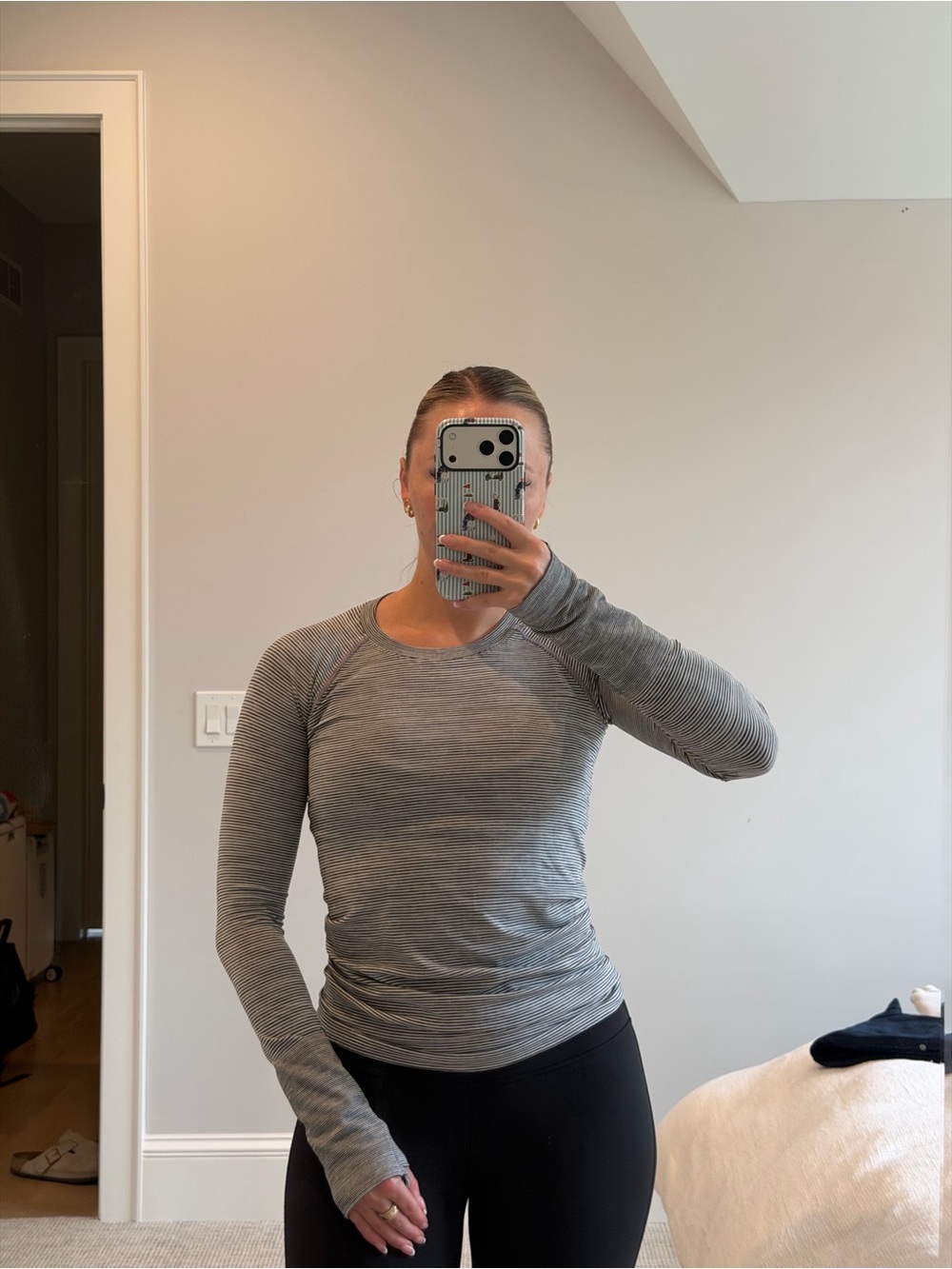 Lululemon Women’s Long-Sleeve Performance Top - Black & White Striped